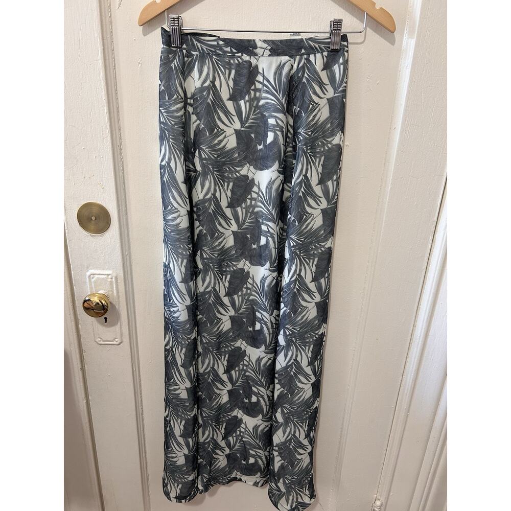 Reiss‎ Silk Gray Floral Maxi Skirt with Slit Lined | 2